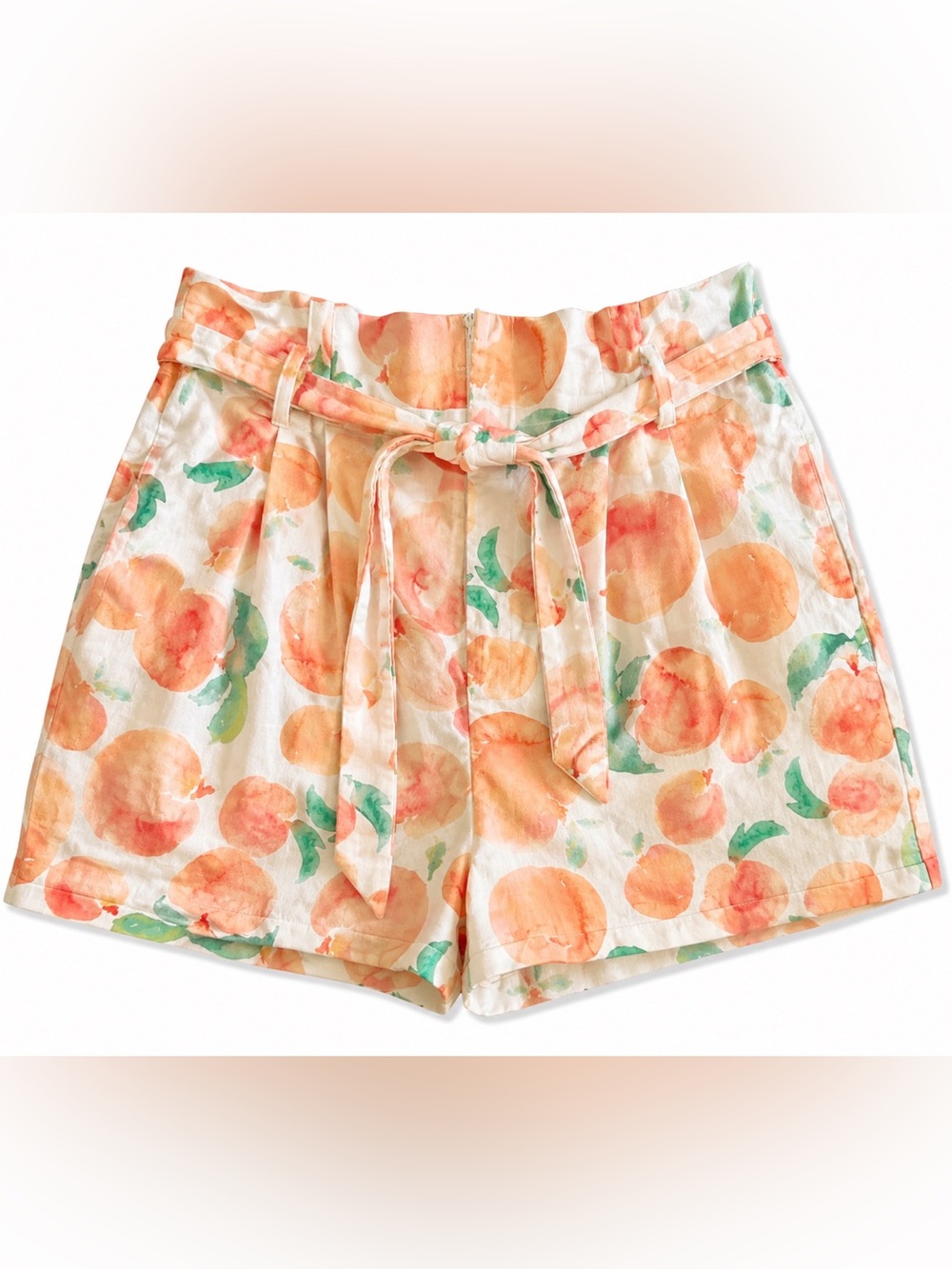 HUTCH WHITE PEACH HIGH WAIST SHORTS WITH TIE WAIST DETAIL